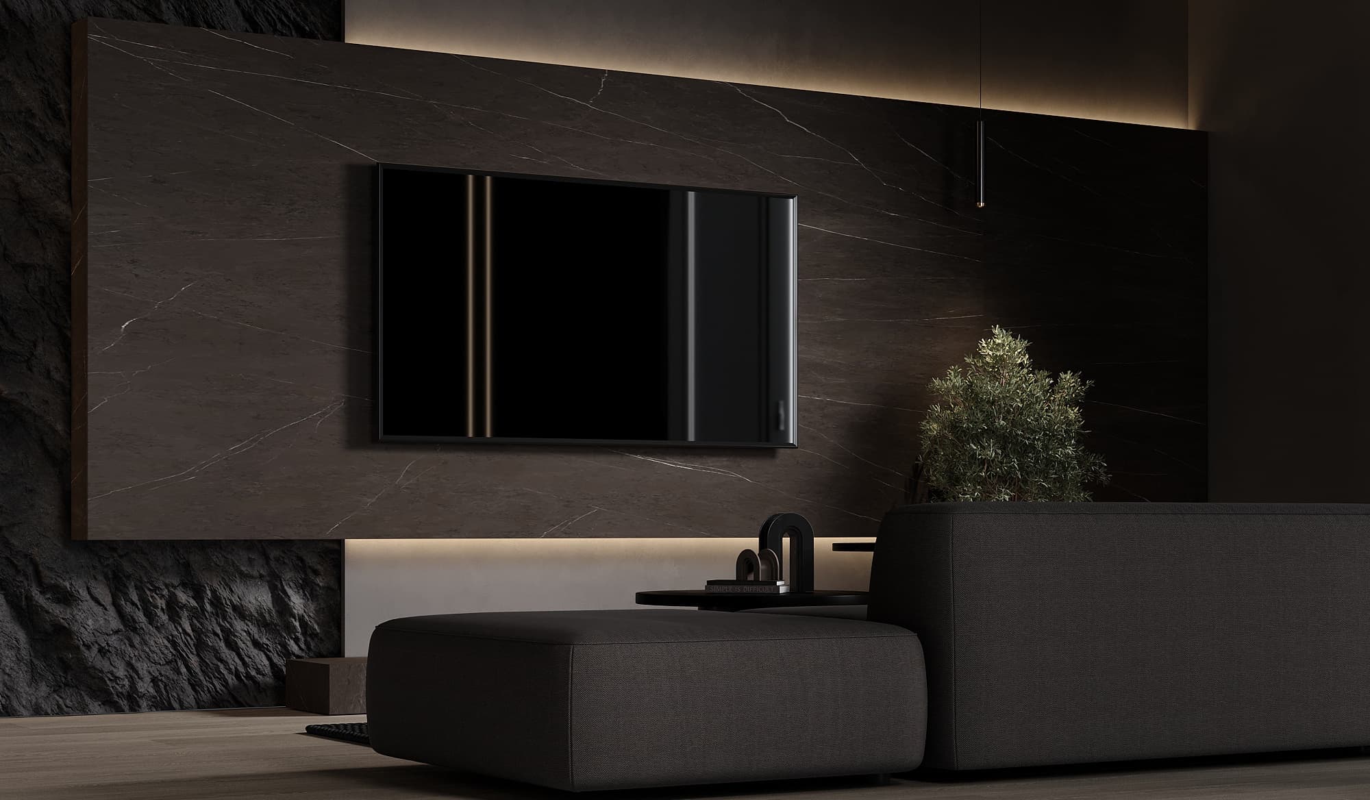 Thiết kế căn hộ 132m2 Full tone đen nhám - hình ảnh công trình