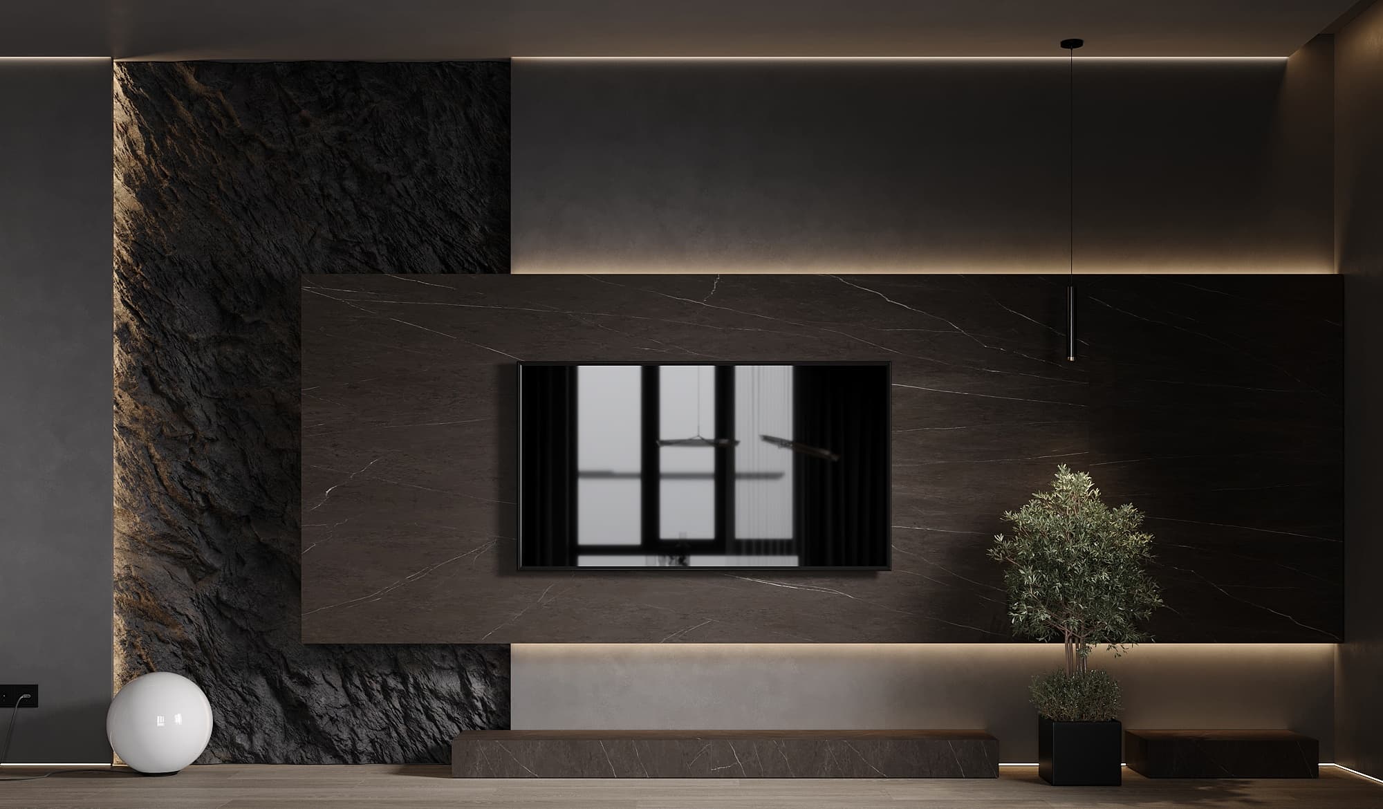 Thiết kế căn hộ 132m2 Full tone đen nhám - hình ảnh công trình