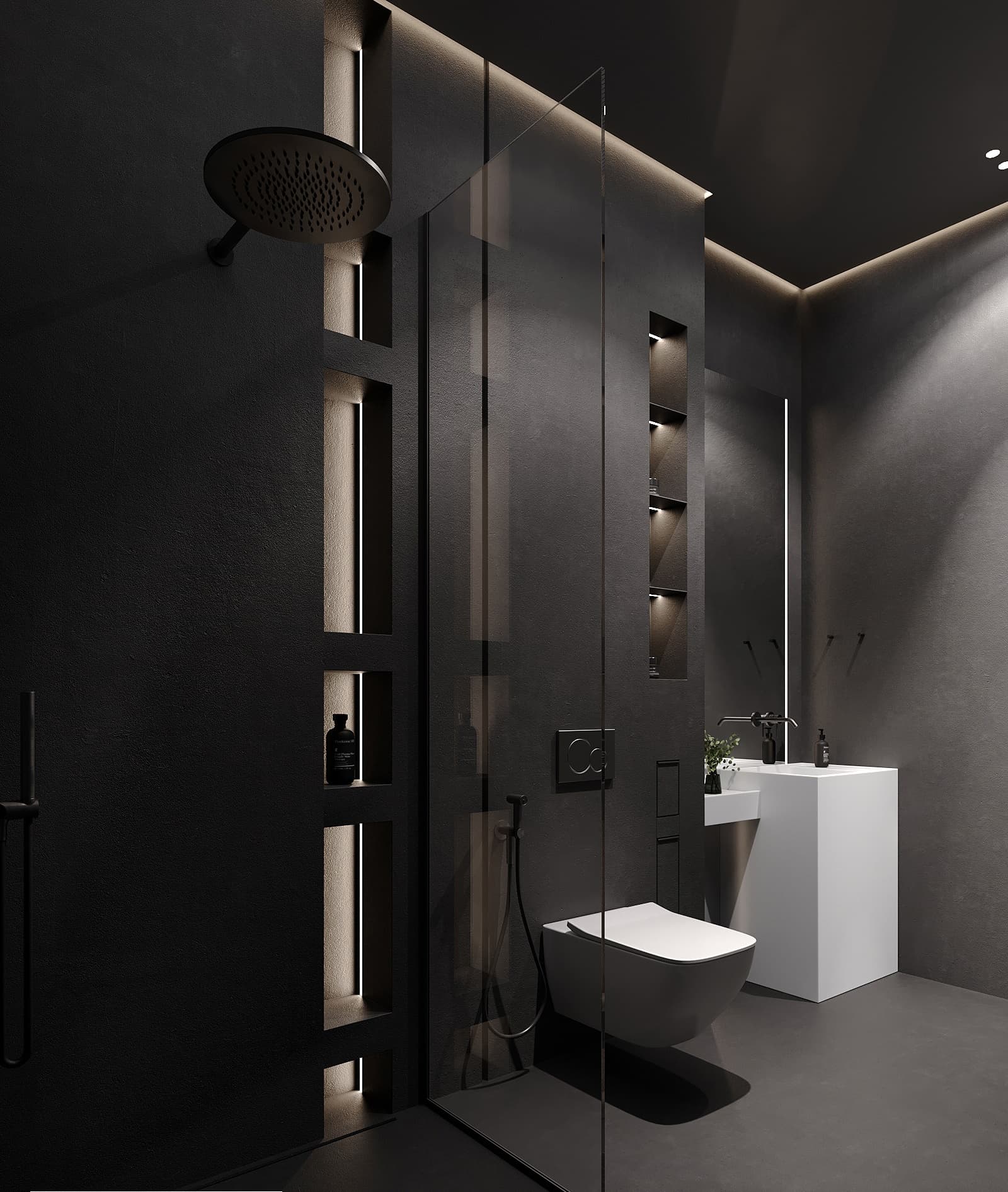 Thiết kế căn hộ 132m2 Full tone đen nhám - hình ảnh công trình