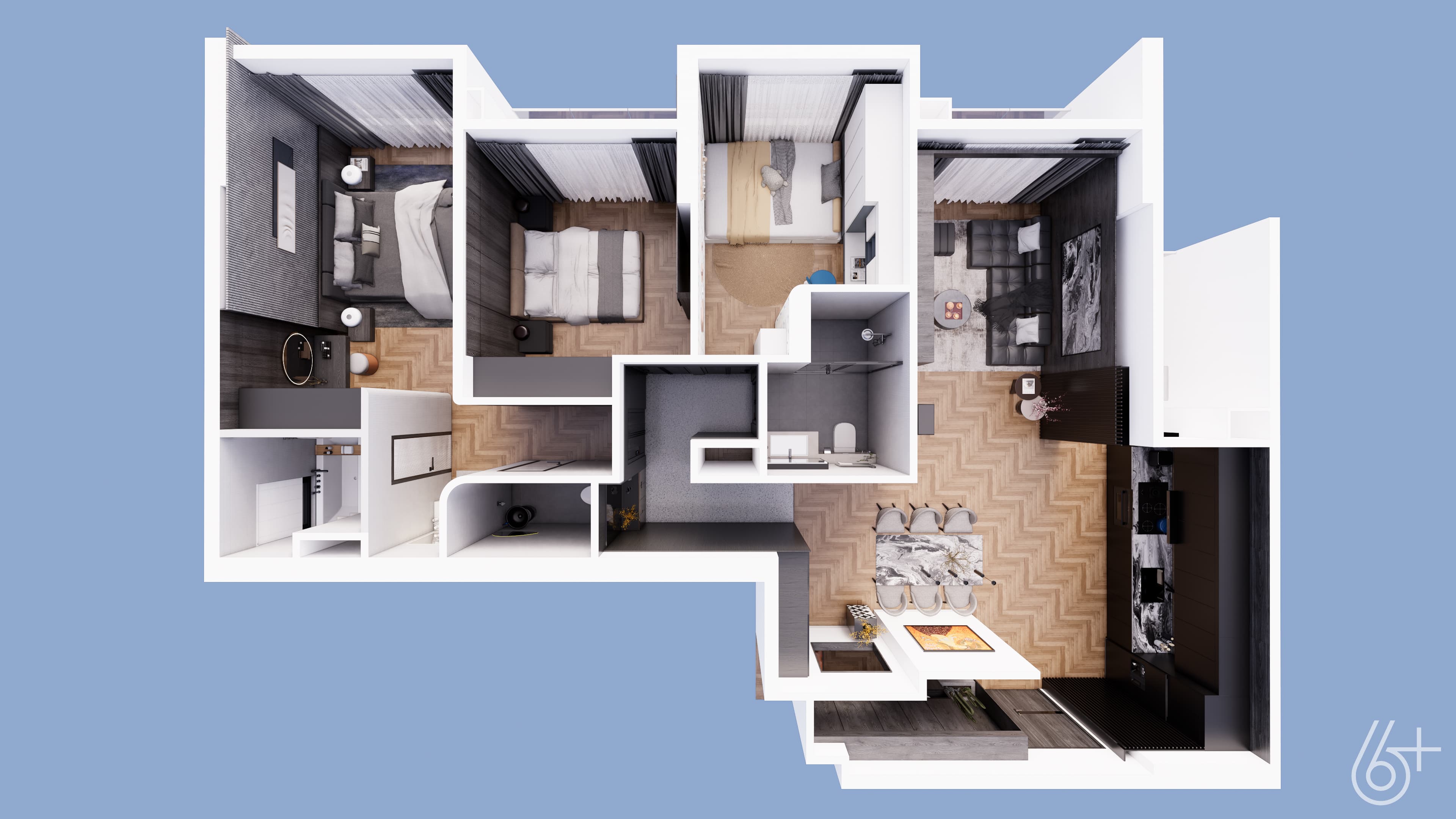 CĂN HỘ GƯƠNG ĐEN - 3 NGỦ - KHAI SƠN CITY - hình ảnh công trình