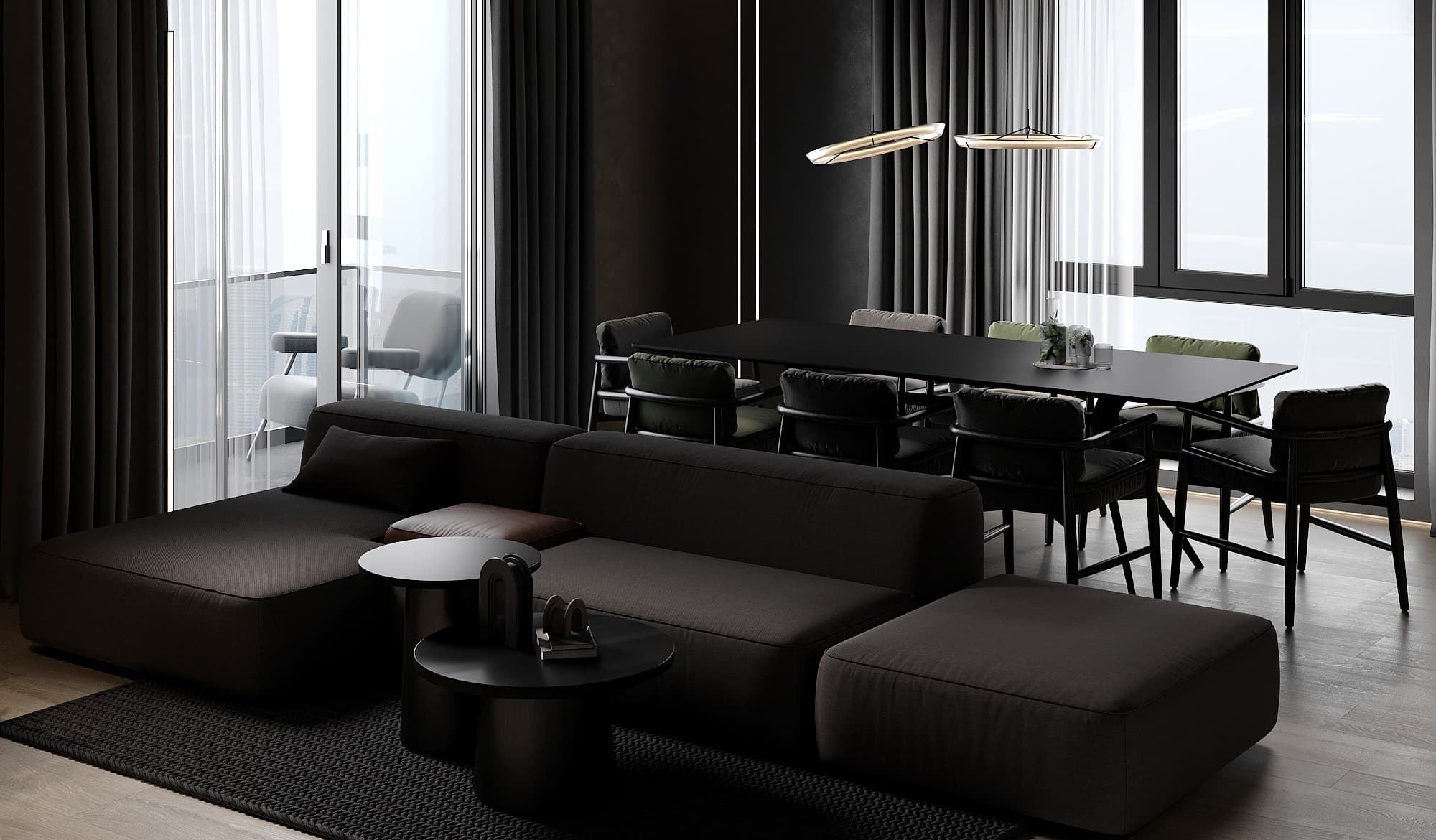 Thiết kế căn hộ 132m2 Full tone đen nhám